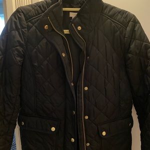 J crew quilted black jacket size small